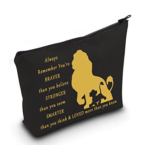 LEVLO The Lion Movie Kosmetiktasche, Make-up-Tasche, Löwe, Simba-Fans, Geschenk, You Are Braver Stronger Smarter Than You Think Lion Zipper Pouch Bag für Frauen Mädchen von LEVLO