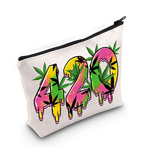 LEVLO Weed Leaf Kosmetiktasche, 420 Geschenke für Frauen, 420 Cannabisblätter, Make-up-Tasche, Reißverschluss, 420 Party-Geschenk, 420, Kosmetiktasche von LEVLO