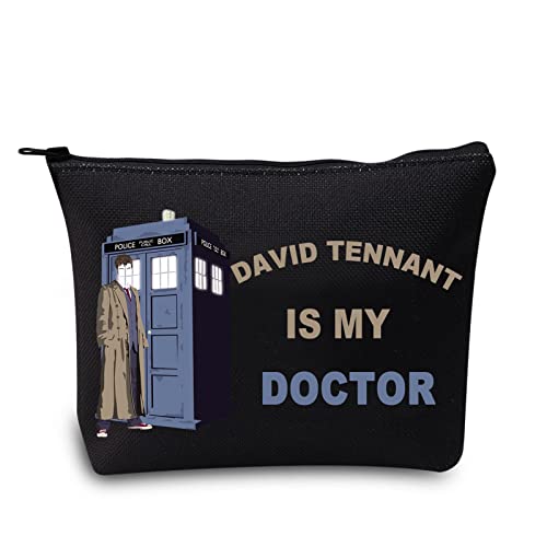 LEVLO Kosmetiktasche mit Aufschrift Who TV-Show von David Tennant Fans, Geschenk für David Tennant is My Doctor, Make-up-Tasche mit Reißverschluss für Frauen und Mädchen, David Tennant Schwarz, von LEVLO