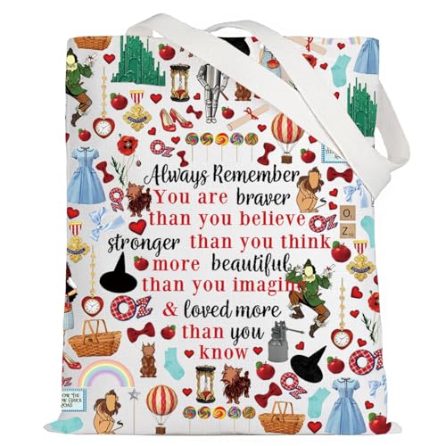 LEVLO Wizard Dorothy Kosmetiktasche mit Aufschrift "You Are Braver Stronger Smarter Than You Think", Geschenk für Damen und Mädchen, Rubinrote Hausschuhe, Always Dorothy Tragetasche, Tragetasche von LEVLO