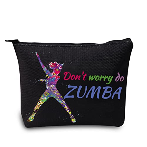 LEVLO Zumba Dancer Kosmetiktasche Make-up-Tasche Geschenk für Zumba-Liebhaber Don't Worry Do Zumba Make-up-Tasche mit Reißverschluss für Frauen und Mädchen, Do Zumba Black, Kosmetiktasche von LEVLO