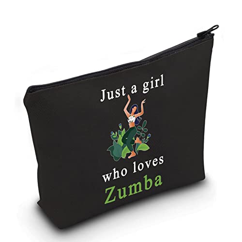 LEVLO Zumba Kosmetiktasche, Make-up-Tasche, Fitness, Tanz, Workout, Geschenk, Just A Girl Who Loves Zumba Make-up-Tasche mit Reißverschluss für Frauen und Mädchen, Loves Zumba Schwarz, Kosmetiktasche von LEVLO