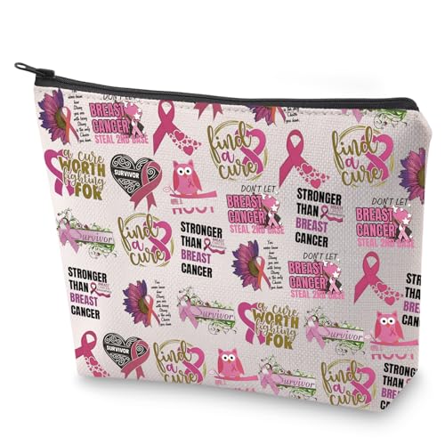 Make-up-Tasche für Brustkrebs-Bewusstseinsunterstützung, Geschenk für Frauen, mit rosa Schleife, Aufschrift "You Never Know How Strong You are", How Strong You Are von LEVLO