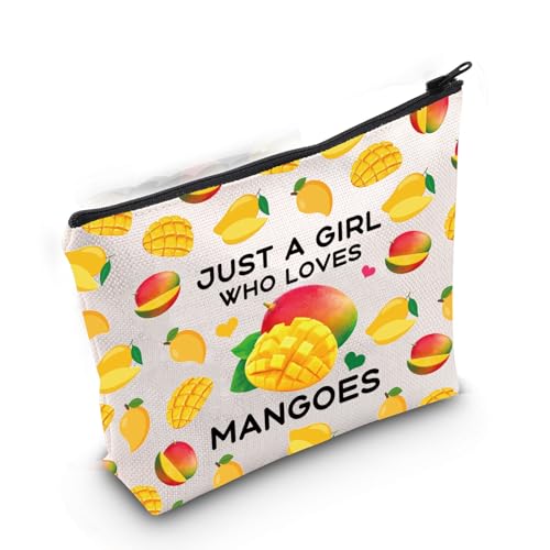 Make-up-Tasche mit Aufschrift "Just a Girl Who Loves Mango", Mango-Liebhaber, Mango-Liebhaber, lustige Mango-Liebhaber, Geschenke, Loves Mangoes 3UK, modisch von LEVLO