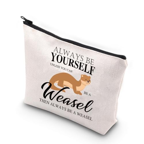 Weasel Make-up-Tasche aus Segeltuch, Wieselliebhaber, Geschenk, Wieselmotiv, Tier-Reißverschluss, Wieselbesitzer, Geschenke für sie, Be a Weaseel 1uk, modisch von LEVLO