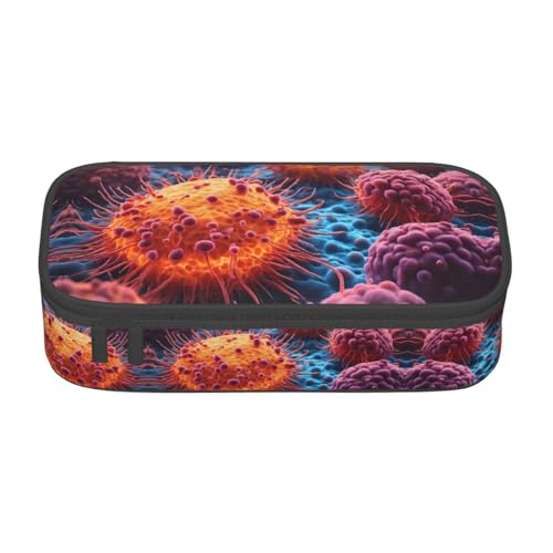 LEVNDIEJ Ein handgezeichnetes Gemälde einer Krebszellen im Druck-Federmäppchen, großes Fassungsvermögen, Stifteetui, Organizer, für College, Arbeit, Reisen von LEVNDIEJ