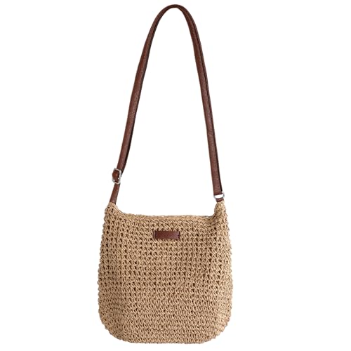 LEVOTIYER Strohtasche, gewebte Geldbörse, Stroh, Crossbody-Tasche für Damen, Stroh, handgefertigte Tasche für Damen, für den lässigen Strand, Beige-Schulranzen LEVOTIYER Strohtasche, gewebte Geldbörse, Stroh, Crossbody-Tasche für Damen, Stroh, handgefertigte Tasche für Damen, für den lässigen Strand, Beige-Schulranzen von LEVOTIYER
