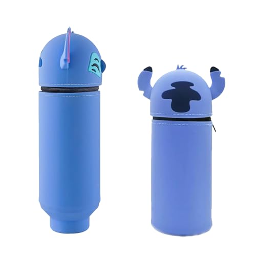 LEWBDF Silikon Federmäppchen, Federmäppchen Aus Weichem Silikon, Kawaii Federmäppchen, Kawaii Federmäppchen, Stand Up Federmäppchen, Stifthalter Bleistifttasche Mädchen Junge (Blau) von LEWBDF