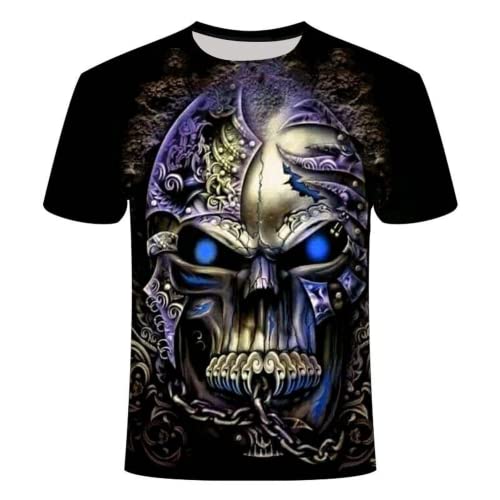 Herren T-Shirt Totenkopf Gothic Skull Kurzarm Männer Sommer Freizeit T-Shirt Herren Rundhalsausschnitt Kurzarm T-Shirts S-6XL (Totenkopf1,3XL) von LEXAHO