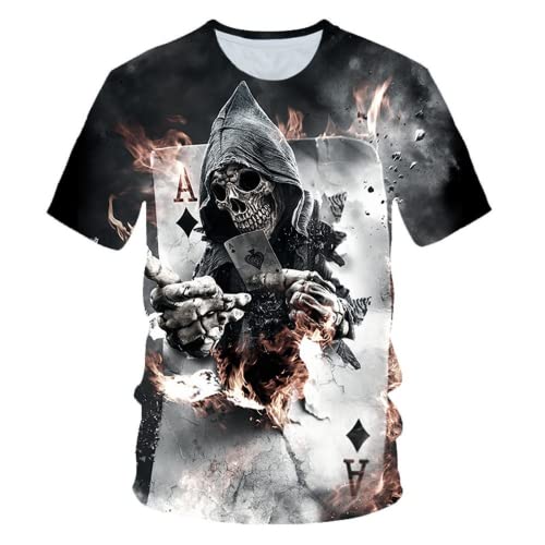 Herren T-Shirt mit Totenkopf Print, 3D Druck Sport Kurzarm Casual Top Rundhals Shirts Männer lustige Geschenke für männer (Totenkopf2,2XL) von LEXAHO