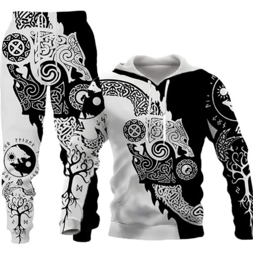 LEXAHO Herren 3D Wolf Jogginganzug Männer Hoodie Sets Männer Hoodies+Sweatpant Anzug Herren Pullover Sweatshirts und hose (wolf16,5XL) von LEXAHO