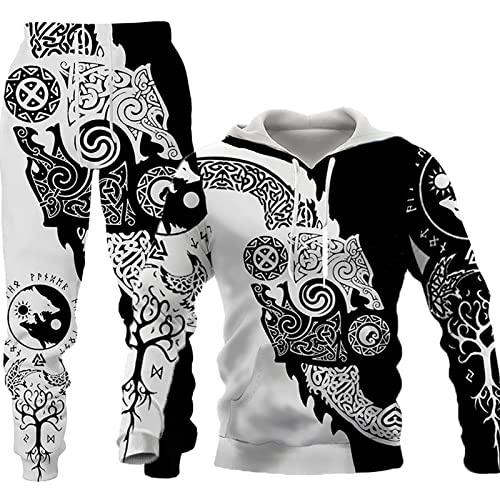 LEXAHO Unisex 3D Wolf Druck Hoodie Herren Jogginganzug Unisex Sweatshirts Hoody + Hose Sets S-6XL (Hoodie10,2XL) von LEXAHO