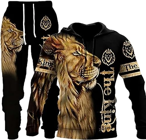 LEXAHO Unisex 3D Wolf Druck Hoodie Herren Jogginganzug Unisex Sweatshirts Hoody + Hose Sets S-6XL (Hoodie12,5XL) von LEXAHO