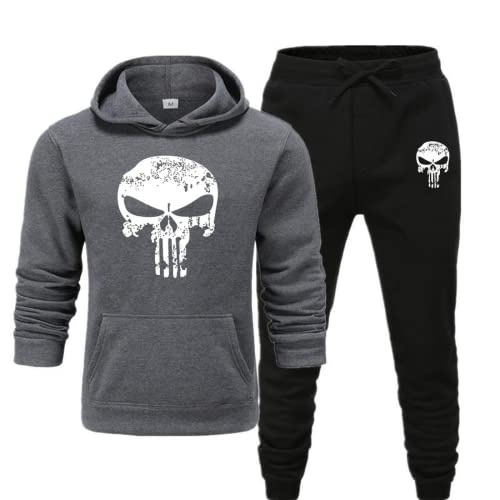 LEXAHO Unisex Totenkopf Jogginganzug Trainingsanzug Herren Kapuzenpullover Pullover Jogger Unisex Set Skull Jogginganzug 3D Pullover+Hose (Sportanzug 10,S) von LEXAHO