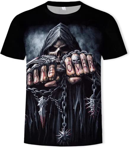 Totenkopf Herren T-Shirt 3D Schädel Männer Premium T-Shirt Herrenmode Lässig Rundhals Kurzarm S-6XL (Totenkopf1,5XL) von LEXAHO