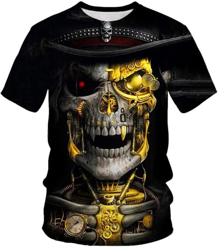 Totenkopf Herren T-Shirt 3D Schädel Männer Premium T-Shirt Herrenmode Lässig Rundhals Kurzarm S-6XL (Totenkopf2,2XL) von LEXAHO