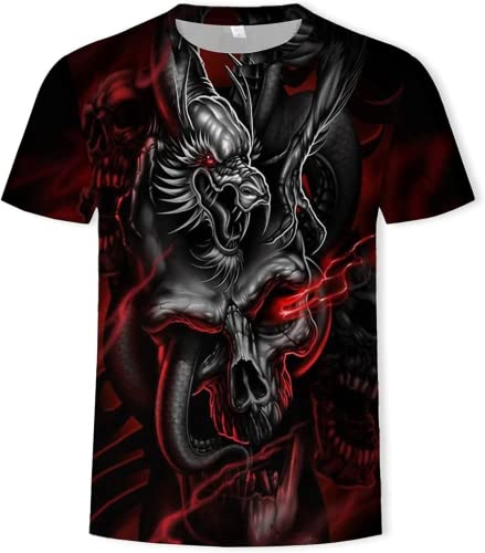 Totenkopf Herren T-Shirt 3D Schädel Männer Premium T-Shirt Herrenmode Lässig Rundhals Kurzarm S-6XL (Totenkopf3,4XL) von LEXAHO