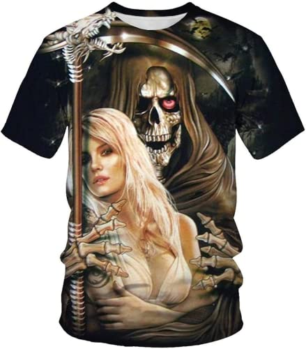 Totenkopf Herren T-Shirt 3D Schädel Männer Premium T-Shirt Herrenmode Lässig Rundhals Kurzarm S-6XL (Totenkopf4,3XL) von LEXAHO