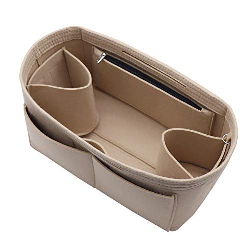 Handtascheneinsatz/Organizer aus Filz, Reißverschluss-Taschenbeutel, Tasche-in-der-Tasche, Flaschenhalterung mit wasserdichter Tasche, Beige (beige), X-Large von LEXSION