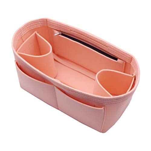 LEXSION Filz-Handtaschen-Organizer mit Reißverschluss in Tasche mit zwei abnehmbaren Flaschenhaltern, Pink (rose), Large von LEXSION