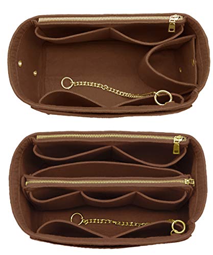 LEXSION 3-in-1 Filz-Geldbörsen-Organizer, Einsatztasche in Tasche mit Flaschenhalter, Shaper 8026, Braun, XL von LEXSION