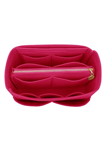 Organisatorischer Tascheineinsatz aus Filz mit Reißverschluss, passend für Speedy-Neverfull-Tasche, Taschenformer, Rot (rosig), Large von LEXSION