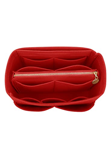 Organisatorischer Tascheineinsatz aus Filz mit Reißverschluss, passend für Speedy-Neverfull-Tasche, Taschenformer, Rot (rot), X-Large von LEXSION