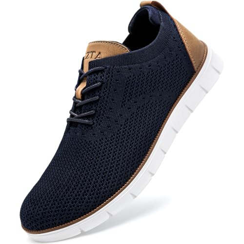 LEZTA Schuhe Herren Anzugschuhe Sneaker Oxfords Business Mesh Stoff Atmungsaktiv Sportschuhe Tennisschuhe Walkingschuhe Komfortabel Dunkelblau 47 EU von LEZTA