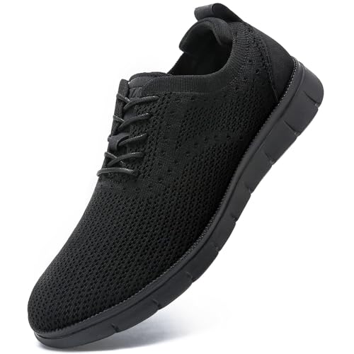LEZTA Schuhe Herren Anzugschuhe Sneaker Oxfords Business Mesh Stoff Atmungsaktiv Sportschuhe Tennisschuhe Walkingschuhe Komfortabel Ganz Schwarz 41 EU von LEZTA