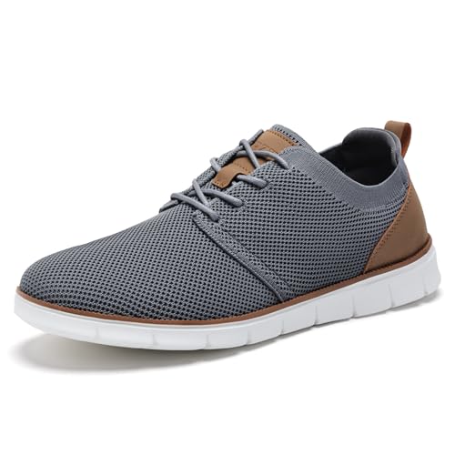 LEZTA Schuhe Herren Anzugschuhe Sneaker Oxfords Business Mesh Stoff Atmungsaktiv Sportschuhe Tennisschuhe Walkingschuhe Komfortabel Grau B 47 EU von LEZTA