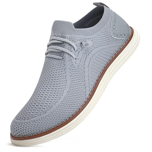LEZTA Schuhe Herren Anzugschuhe Sneaker Oxfords Business Mesh Stoff Atmungsaktiv Sportschuhe Tennisschuhe Walkingschuhe Komfortabel Grau C 41 EU von LEZTA