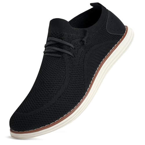 LEZTA Schuhe Herren Anzugschuhe Sneaker Oxfords Business Mesh Stoff Atmungsaktiv Sportschuhe Tennisschuhe Walkingschuhe Komfortabel Schwarz D 41 EU von LEZTA