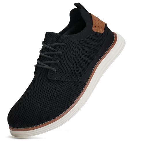 LEZTA Schuhe Herren Anzugschuhe Sneaker Oxfords Business Mesh Stoff Atmungsaktiv Sportschuhe Tennisschuhe Walkingschuhe Komfortabel Schwarz F 42 EU von LEZTA