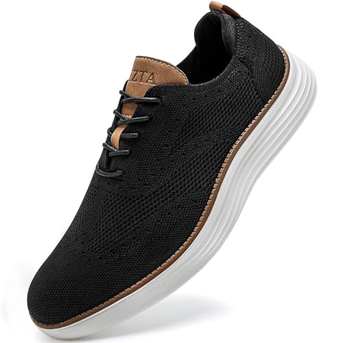 LEZTA Schuhe Herren Anzugschuhe Sneaker Oxfords Business Mesh Stoff Atmungsaktiv Sportschuhe Tennisschuhe Walkingschuhe Komfortabel Schwarz G 47 EU von LEZTA