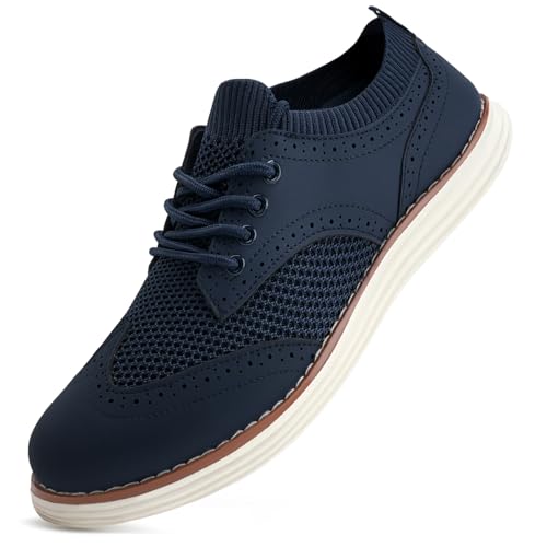 LEZTA Schuhe Herren Anzugschuhe Sneaker Oxfords Business Mesh Stoff Atmungsaktiv Sportschuhe Tennisschuhe Walkingschuhe Komfortabel Tibetisches Blau C 41 EU von LEZTA