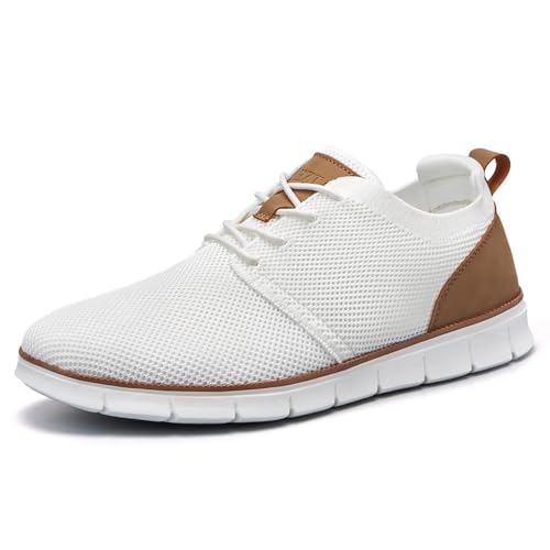 LEZTA Schuhe Herren Anzugschuhe Sneaker Oxfords Business Mesh Stoff Atmungsaktiv Sportschuhe Tennisschuhe Walkingschuhe Komfortabel Weiß B 45 EU von LEZTA