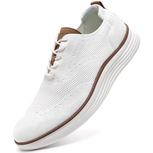 LEZTA Schuhe Herren Anzugschuhe Sneaker Oxfords Business Mesh Stoff Atmungsaktiv Sportschuhe Tennisschuhe Walkingschuhe Komfortabel Weiß C 45 EU von LEZTA