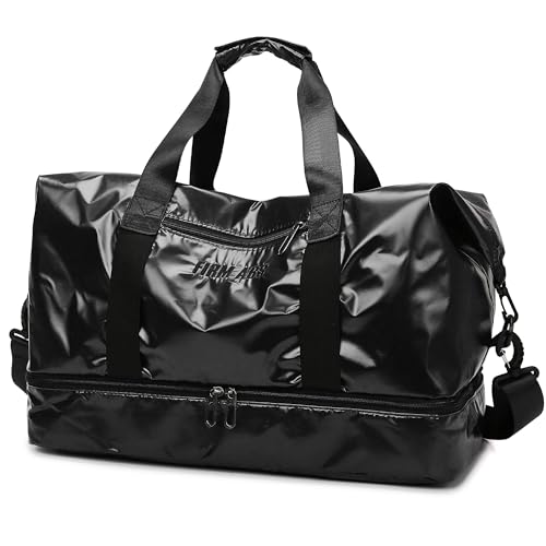 LEcylankEr Sporttasche Herren Damen Reisetasche Groß mit Schuhfach Wasserdichter Gym Bag mit Nassfach Sporttaschen Groß für Training Geschäftsreisen Shopping Fitness(Schwarz) von LEcylankEr