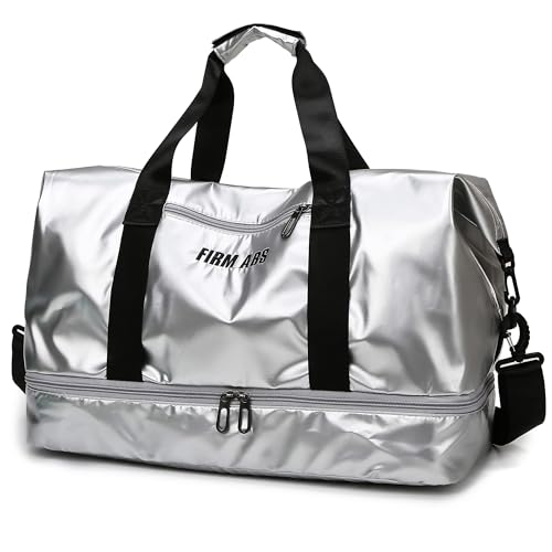 LEcylankEr Sporttasche Herren Damen Reisetasche Groß mit Schuhfach Wasserdichter Gym Bag mit Nassfach Sporttaschen Groß für Training Geschäftsreisen Shopping Fitness(Silber) von LEcylankEr