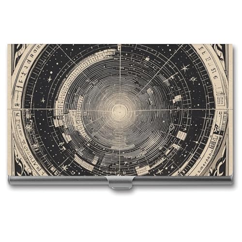 LFDSPYJE Visitenkartenhalter Vintage Astronomische Illustrationen Visitenkartenetui für Männer Frauen Metall Slim Namenskartenhalter Dünn Visitenkarten Organizer Tasche Kartenhalter von LFDSPYJE