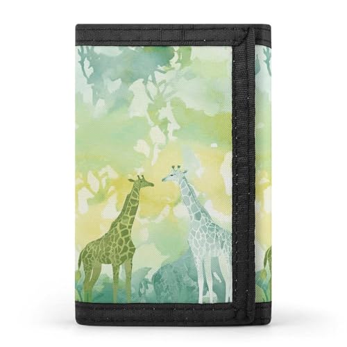 LFDSYEOQ Kleine Geldbörse mit Aquarell-Dinosaurier-Motiv für Damen und Herren, dreifach gefaltet, Kreditkartenhalter, Clutch-Geldbörsen für Damen, Aquarell-Giraffe, Einheitsgröße, Casual von LFDSYEOQ