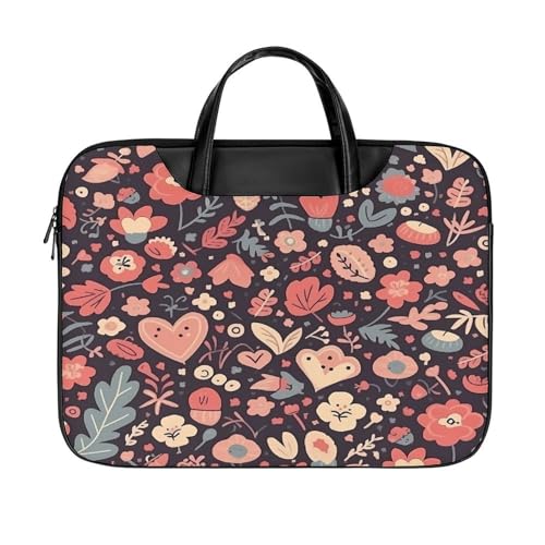 LFDSYEOQ Laptop-Aktentasche aus Leder, Bohemian-Blume, 40,6 cm, Kuriertasche, Computertasche für Büro, Arbeit, Reisen, Valentinstag-Elemente-Muster, 42x32cm von LFDSYEOQ