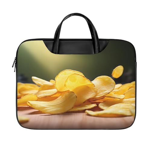 LFDSYEOQ Laptop-Aktentasche aus Leder, Cupcakes, Donuts, Muffins, Zucker, 40,6 cm, Kuriertasche, Computertasche für Büro, Arbeit, Reisen, Kartoffelchips, 42x32cm von LFDSYEOQ