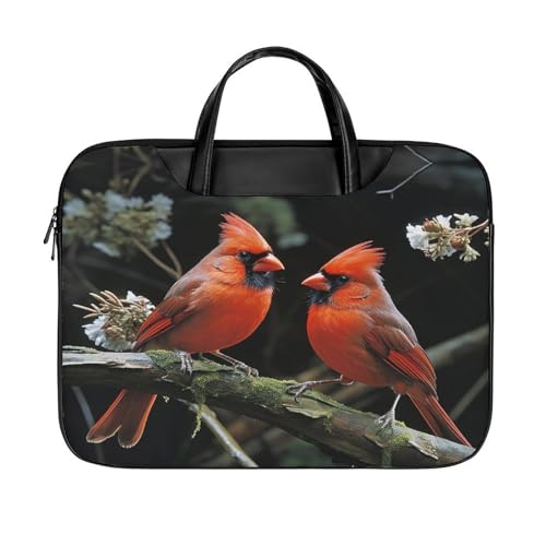 LFDSYEOQ Laptop-Aktentasche aus Leder, Maya-Kalender, Ende der Welt, 40,6 cm (16 Zoll), Kuriertasche, Computertasche für Büro, Arbeit, Reisen, Cardinals Birds Fauna Wild, 42x32cm von LFDSYEOQ