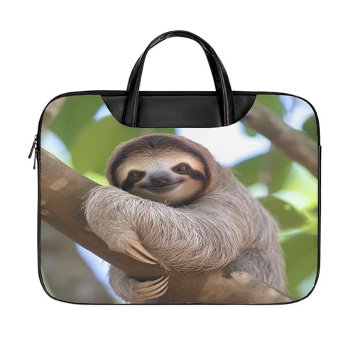 LFDSYEOQ Laptop-Aktentasche aus Leder, Motiv: Faultier auf einem Ast, 40,6 cm (16 Zoll), Kuriertasche, Computertasche für Büro, Arbeit, Reisen, Ein Faultier auf einem Baumzweig, 42x32cm von LFDSYEOQ