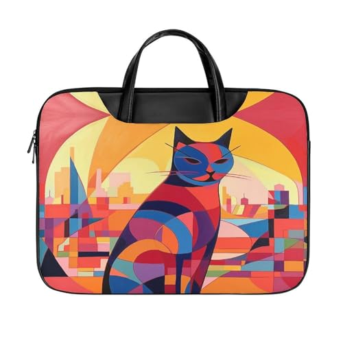 LFDSYEOQ Laptop-Aktentasche aus Leder, Motiv: Weihnachtsbaum am Strand, 40,6 cm (16 Zoll), Kuriertasche, Computertasche für Büro, Arbeit, Reisen, Zeichnende Tiere, 42x32cm von LFDSYEOQ