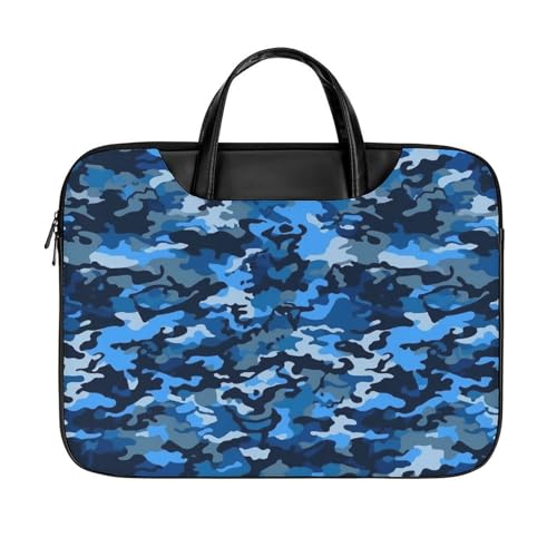 LFDSYEOQ Laptop-Aktentasche aus Leder, Planeten, Sterne und Milchstraße, 40,6 cm (16 Zoll), Kuriertasche, Computertasche für Büro, Arbeit, Reisen, blau camouflage, 42x32cm von LFDSYEOQ