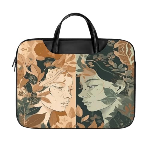 LFDSYEOQ Laptop-Aktentasche aus Leder, Roboter-Mädchen, 40,6 cm, Kuriertasche, Computertasche für Büro, Arbeit, Reisen, Face to Face, 42x32cm von LFDSYEOQ