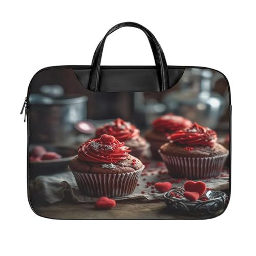 LFDSYEOQ Laptop-Aktentasche aus Leder, Stadtlandschaft, 40,6 cm, Kuriertasche, Computertasche für Büro, Arbeit, Reisen, Rote Cupcakes, 42x32cm von LFDSYEOQ