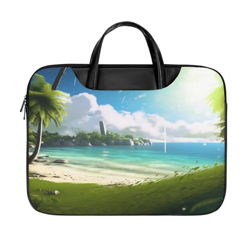 LFDSYEOQ Laptop-Aktentasche aus Leder, Strandblick, 40,6 cm, Kuriertasche, Computertasche für Büro, Arbeit, Reisen, Strandblick, 42x32cm von LFDSYEOQ